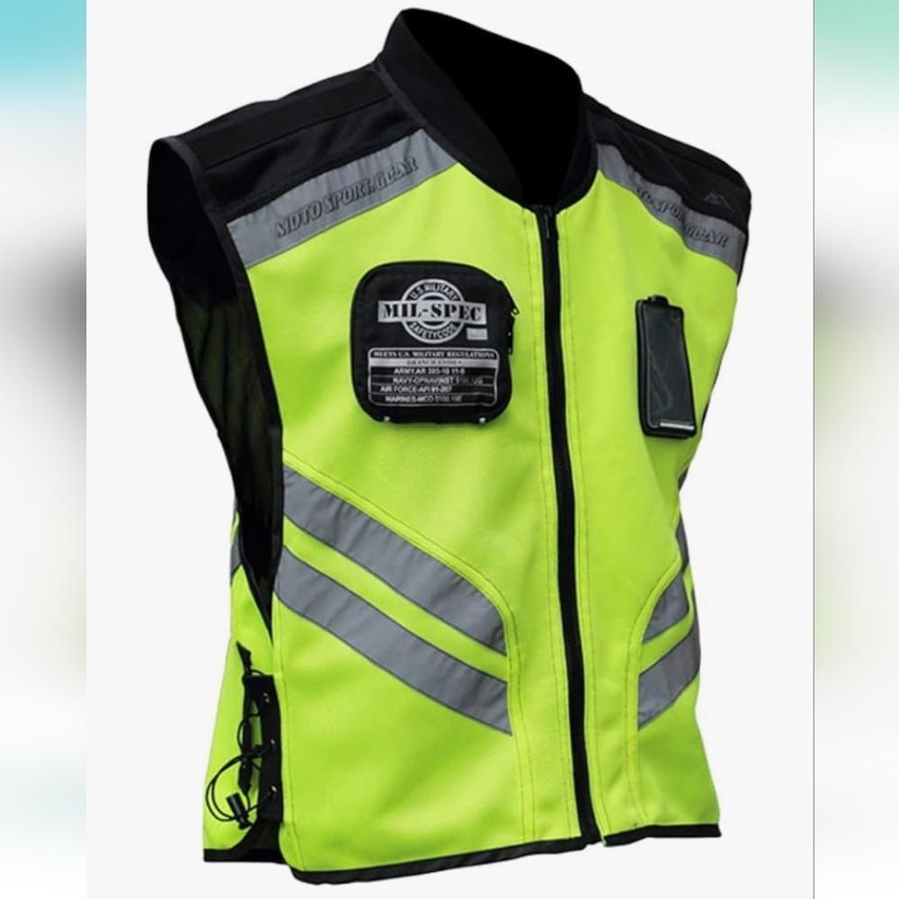 Icon Mil-Spec Motorcycle Reflective Safety Mesh Vest Regular Size yellow Zip